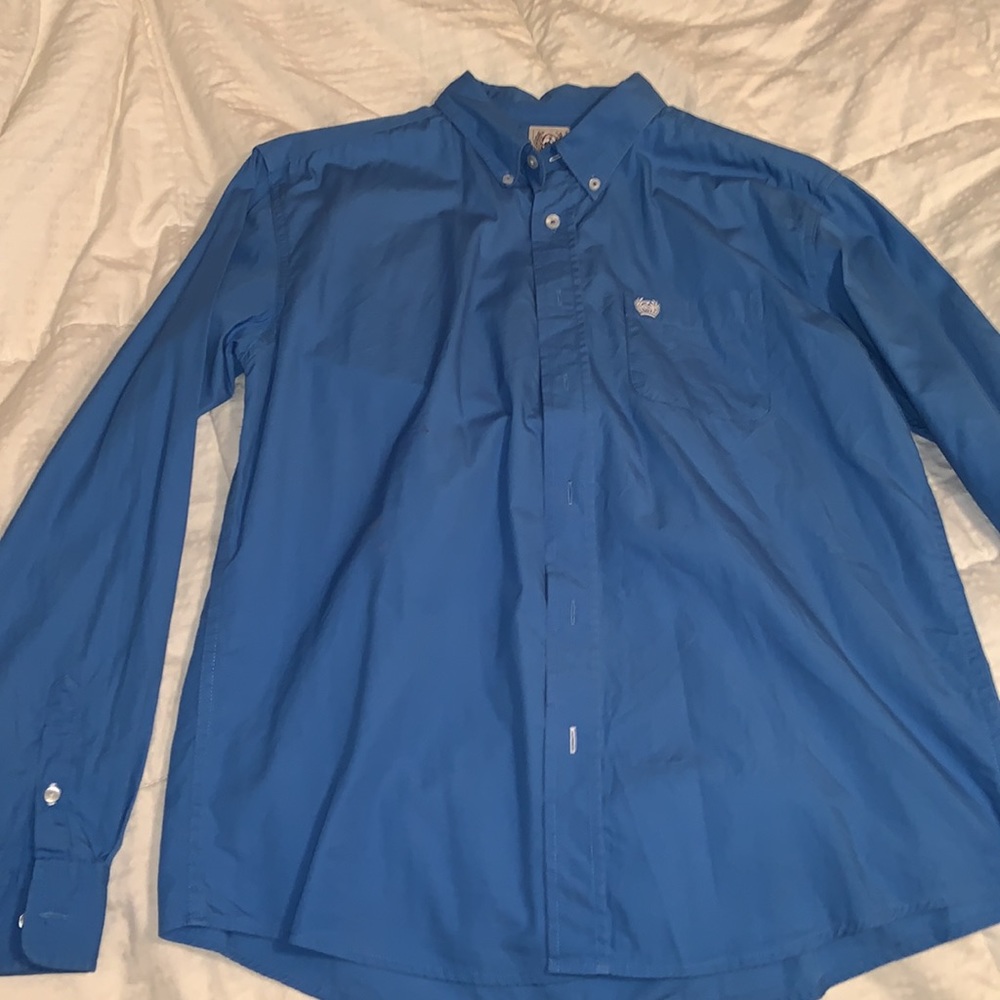 blue cinch collar shirt